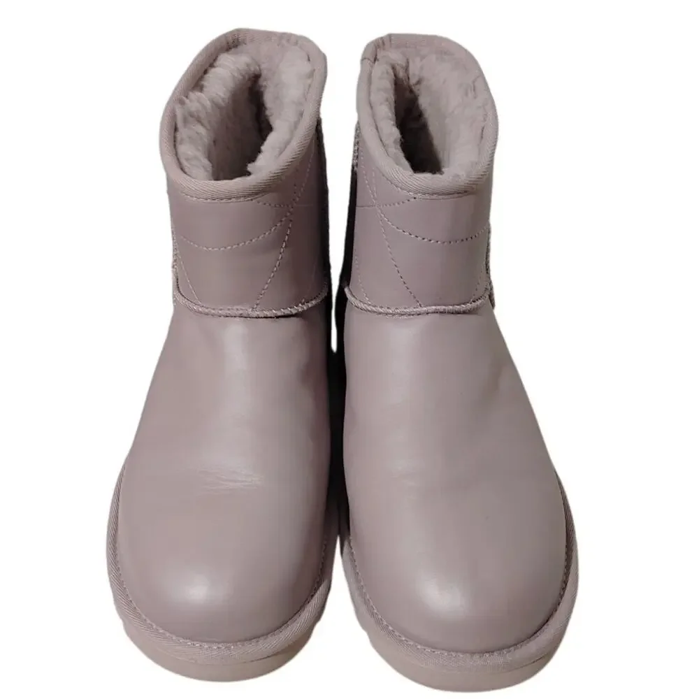 UGG Classic Mini Pearlized Boot Ankle Shearling Leather Smoke Purple Women US 10